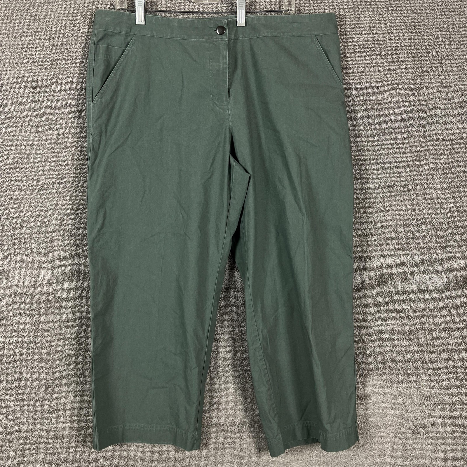 Eileen Fisher Pants Womens XL Green Sailcloth Cropped Carpenter Utility