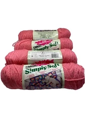 VTG Caron yarn SIMPLY SOFT #2646 English Rose Lot of Four 3.0 oz Skeins New