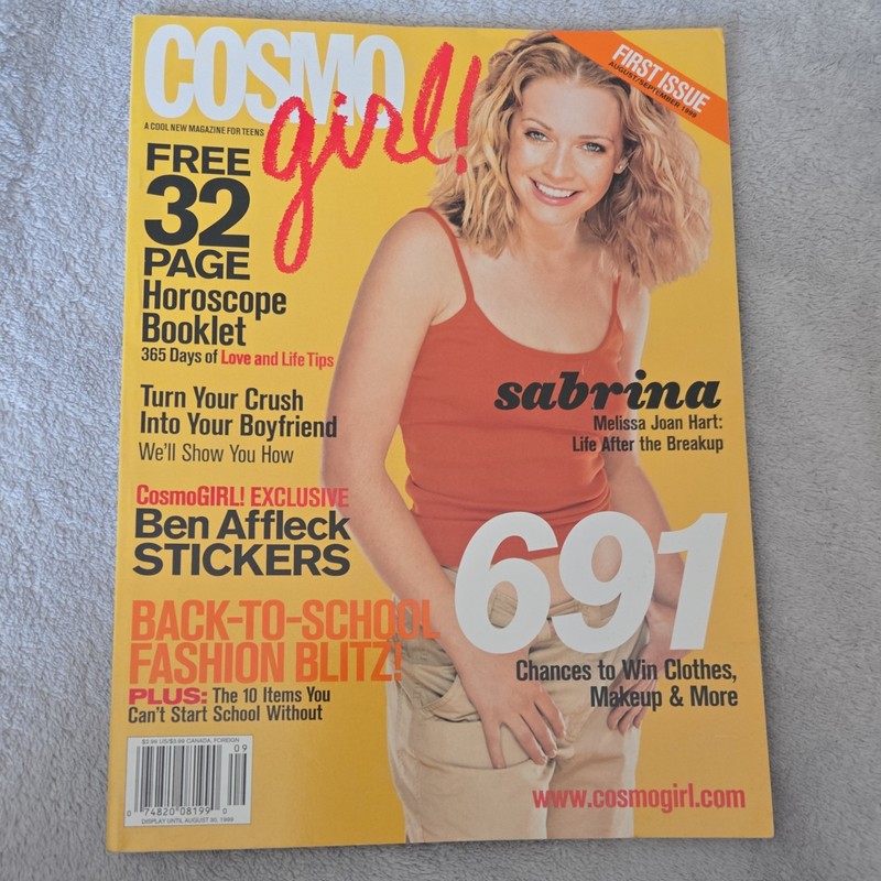 1999 FIRST ISSUE COSMO GIRL MAGAZINE  MELISSA JOAN HART  BEN AFFLECK STICKERS!