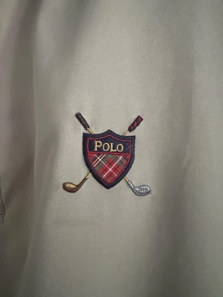 Chaqueta de Golf Pullover Cuello Rompevientos Tostado Ralph Lauren De Colección Polo Golf Talla L Foto 2 de 4