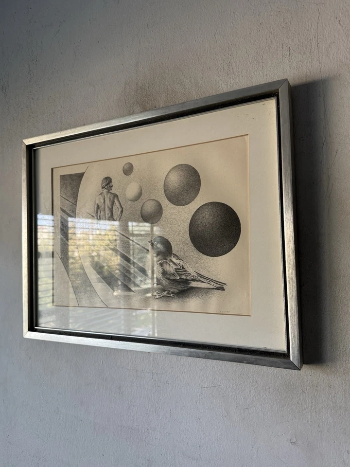 VINTAGE MODERN ART FIGURATIVE SURREALIST LITHOGRAPH SURREALISM WIRTH 1960s - Image 4 of 4