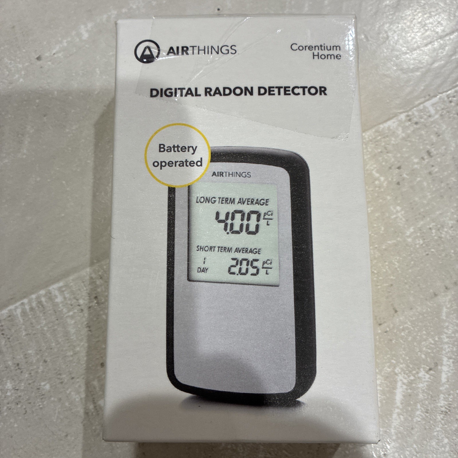 Airthings Corentium Home 223 Digital Radon Detector, Black/Gray, portable 