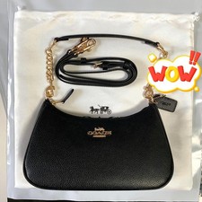 NWT COACH CA209 Teri Shoulder Bag Black Refined Pebble Leather New Free Shipping