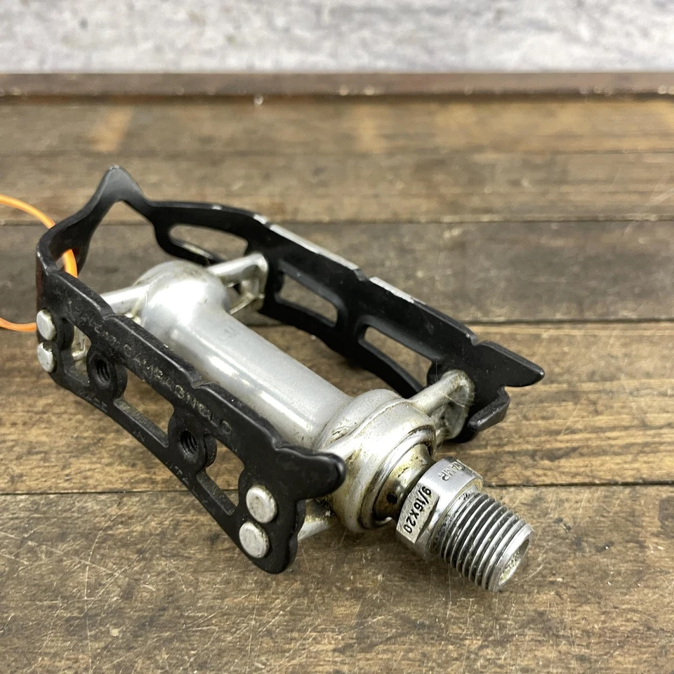 Pedales de carretera Campagnolo Record vintage negros 9/16 x 20 hechos en Italia sin tapas Foto 4 de 4