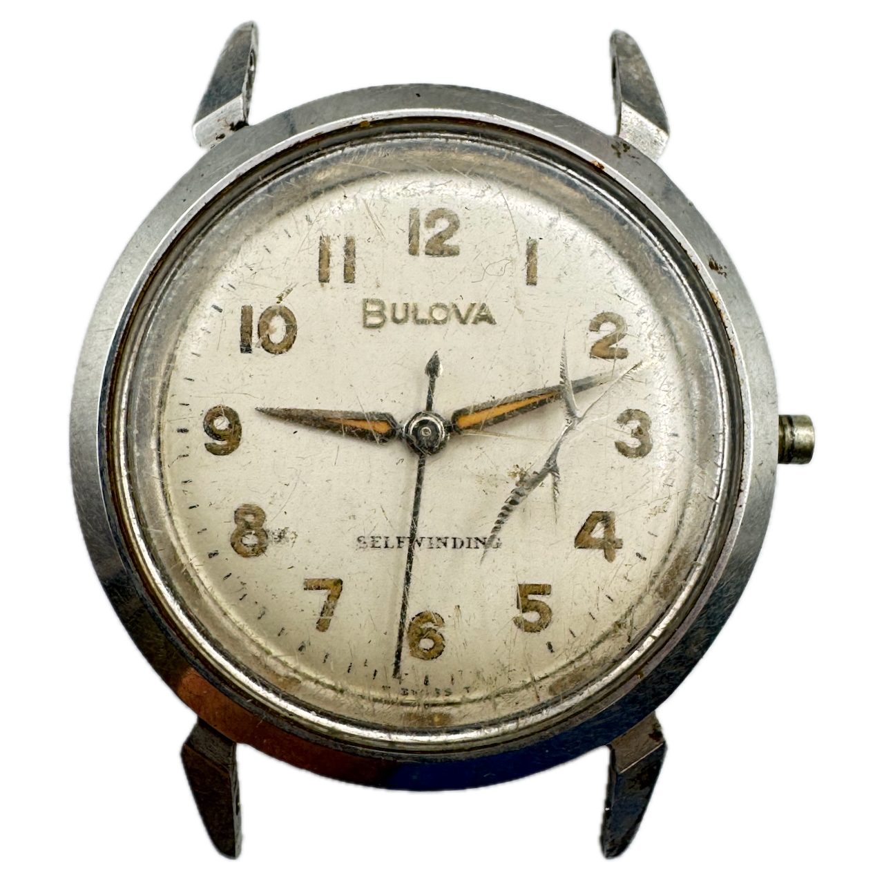 1962 Bulova Horn Lugs Automatic Men's Watch Swiss Stainless Steel Vintage