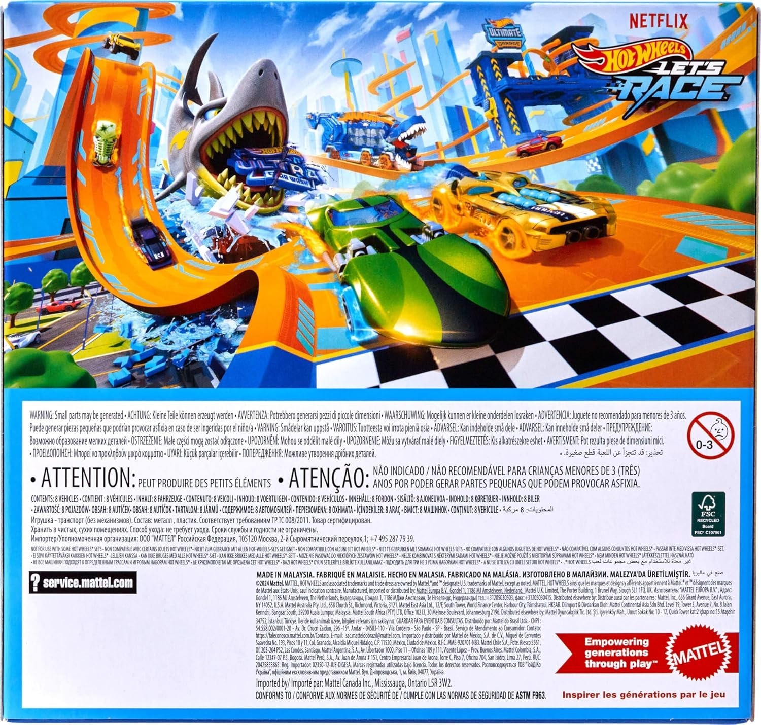 Hot Wheels Let's Race 8-Pack: 1:64 Scale Die-Cast Vehicles from Netflix Series