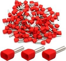 TE1008 100 Pack 18 AWG 1.0mm Copper Crimp Connector Twin Insulated Ferrule Pin