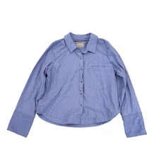 Free People We The Free Classic Oxford Top Purple Combo Button Down L Boho