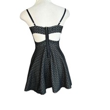 Forever 21 Skater Dress Black Mesh Cage Back Short Size Small