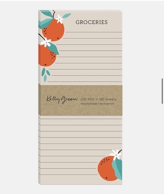 PUNCH STUDIO KELLY GREEN FRUIT MARKET ORANGE LIST PAD MAGNET GROCERY NEW