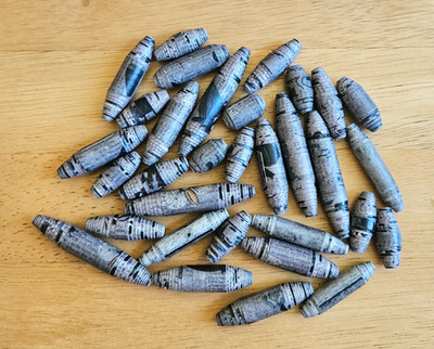 Loose Rolled Paper Beads 32 ct. (16mm-50mm) Jewelry Crafts DIY Varnish Moth Bugs