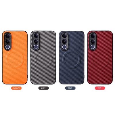 For ViVO V70 FE, Luxury Carbon Fiber Pattern Phone Case Wireless Charge Cover