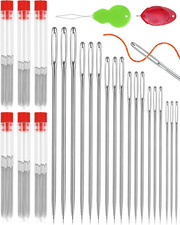 FIVEIZERO 60 PCS Steel Needles for Hand Sewing, Large Eye Sewing Needles Set wit