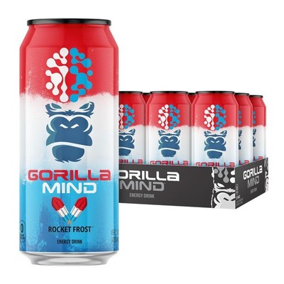 Gorilla Mind Energy Drink Rocket Frost   16oz 12 Pack   200mg Caffeine   0 Sugar