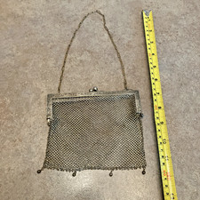 Antique 1920s German Silver Mesh Flapper Purse, Stamped Ger Silver, Free Ship