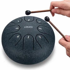 Lekato 6 Inch C Key Steel Tongue Drum Hand Pan Drum Mallets 8 Notes Tongue Drum