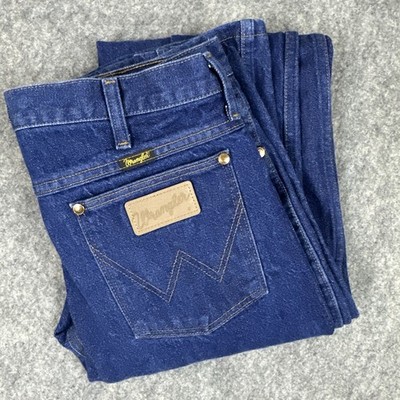 Wrangler Cowboy Cut Jeans Men 34x40 Blue Long Denim Cotton Slim Fit Straight Leg