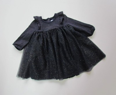 Baby Mädchen Petit Bateau 3-6 Monate Tüll Party Kleid Outfit blau gold Glitzer