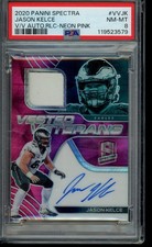 2020 Spectra Jason Kelce Veterans Neo Pink On Card Patch Auto 15/15 #VV-JK PSA 8