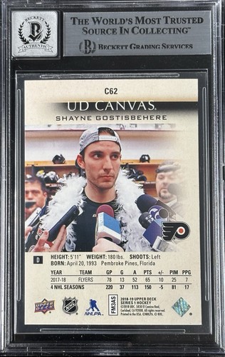 Tarjeta autógrafa Shayne Gostisbehere firmada 2014/15 UD Young Guns RC #C62 grado 10 - Imagen 2 de 2