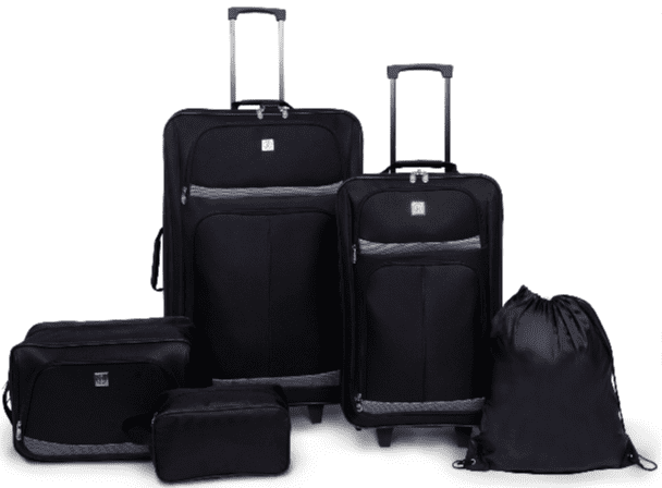 5 Piece 2-Wheel Upright Luggage Set Suitcase Spinner Check Carry On Lightweight