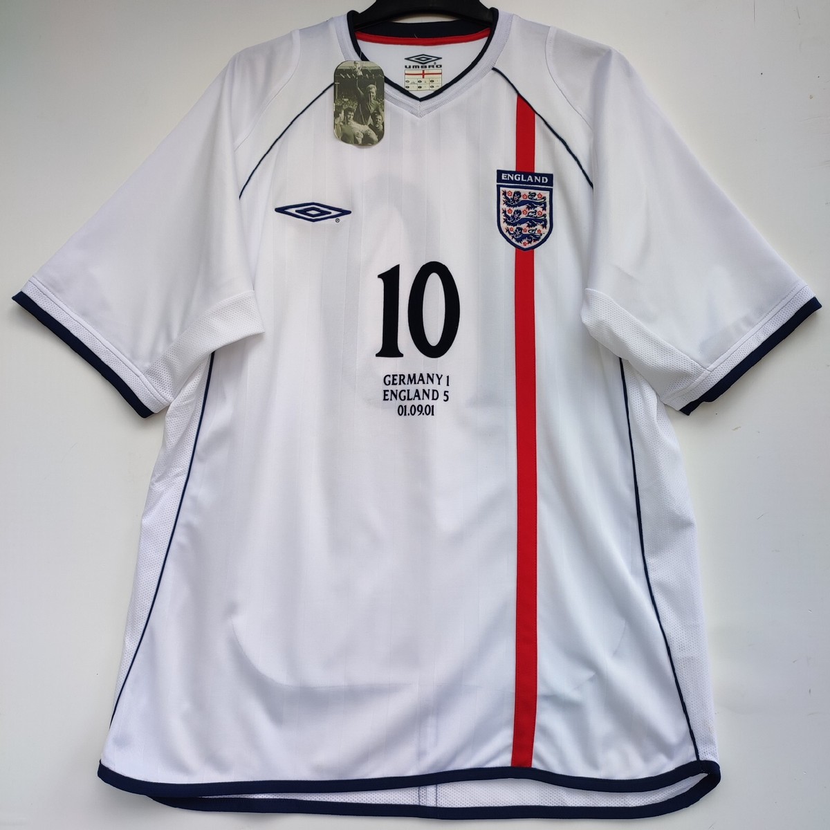 Maillot Domicile Angleterre 2001-2003 Umbro #10 Owen - Taille L Large Homme - Match Contre L'Allemagne