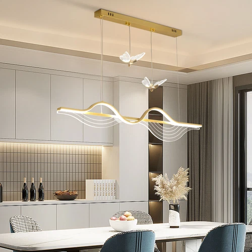 56W LED Pendelleuchte Esstisch Küchenlampe Kitchen Kronleuchter Hängelampe Gold