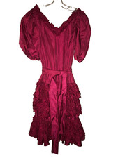 Vintage 80's VICKY VALERE PARIS Cocktail Party Prom Dress Size 2 Ruffles Belt