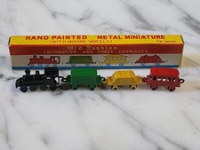 Old Fashion Locomotive and Three Carriages w Box Hand Painted 1950's Japan