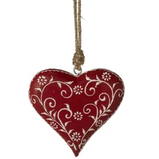 Hand-Painted Floral WOOD HEART Christmas Ornament by Midwest CBK