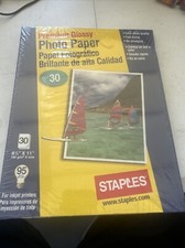 Staples Premium Glossy Ink Jet 9 Mils Photo Paper 8.5 X 11 30 Ct. New Sealed