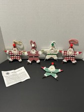 Vintage Lot Of 5 Gish Homemade Christmas Santa Star Ornaments