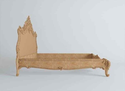 Baroque Bed Royal handmade Wooden Bed, carved with cushion head board - Picture 5 of 6