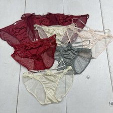 8 Pack Multicolored Satin Mesh Appliqu  Bikini Underwear Women's China Size L