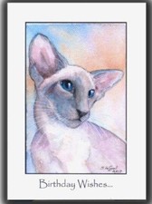 Siamese Cat art birthday card bluepoint large from painting by Suzanne Le Good