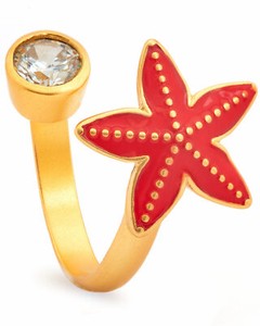 Authentic CHRYSALIS Nature Gold Plated Star Fish Ring Size 6