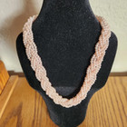 VINTAGE BRAIDED MULTI-STRAND PINK FAUX PEARL NECKLACE — photo 2