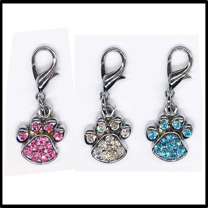 Dog Collar Charm Paw Print/Crown Accessory Rhinestone Bling Pet Gift