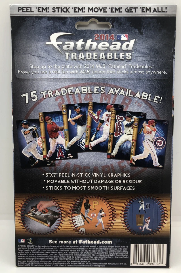 MLB FATHEAD 2014 INTERCAMBIABLES - 5 INTERCAMBIABLES INCLUIDOS - NUEVO EN PAQUETE ORIGINAL Foto 2 de 2