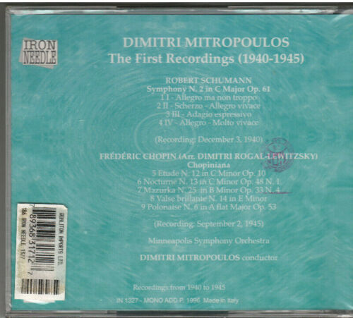 FIRST RECORDINGS (1940-1945) Dimitri Mitropoulos (CD, 1996) NEW - Picture 2 of 2