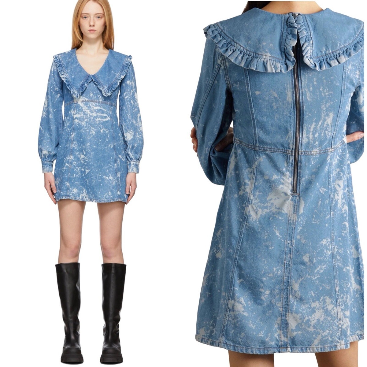 ワンピース Ganni EMBROIDERED DENIM DRESS 28285934_57816363_600.jpg