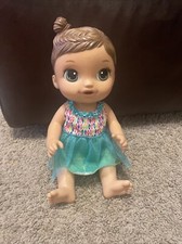 Pintura facial Baby Alive 2016 hada morena marrón cabello moldeado 12" bebida y bebé húmedo