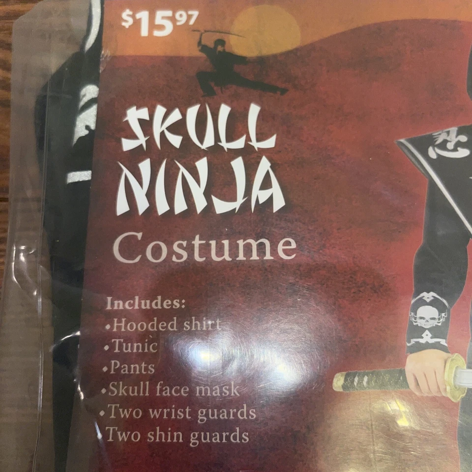 Skull Ninja Costume Silver Boys Youth Kids Small 6 Halloween Fun World Halloween - Image 3 of 4
