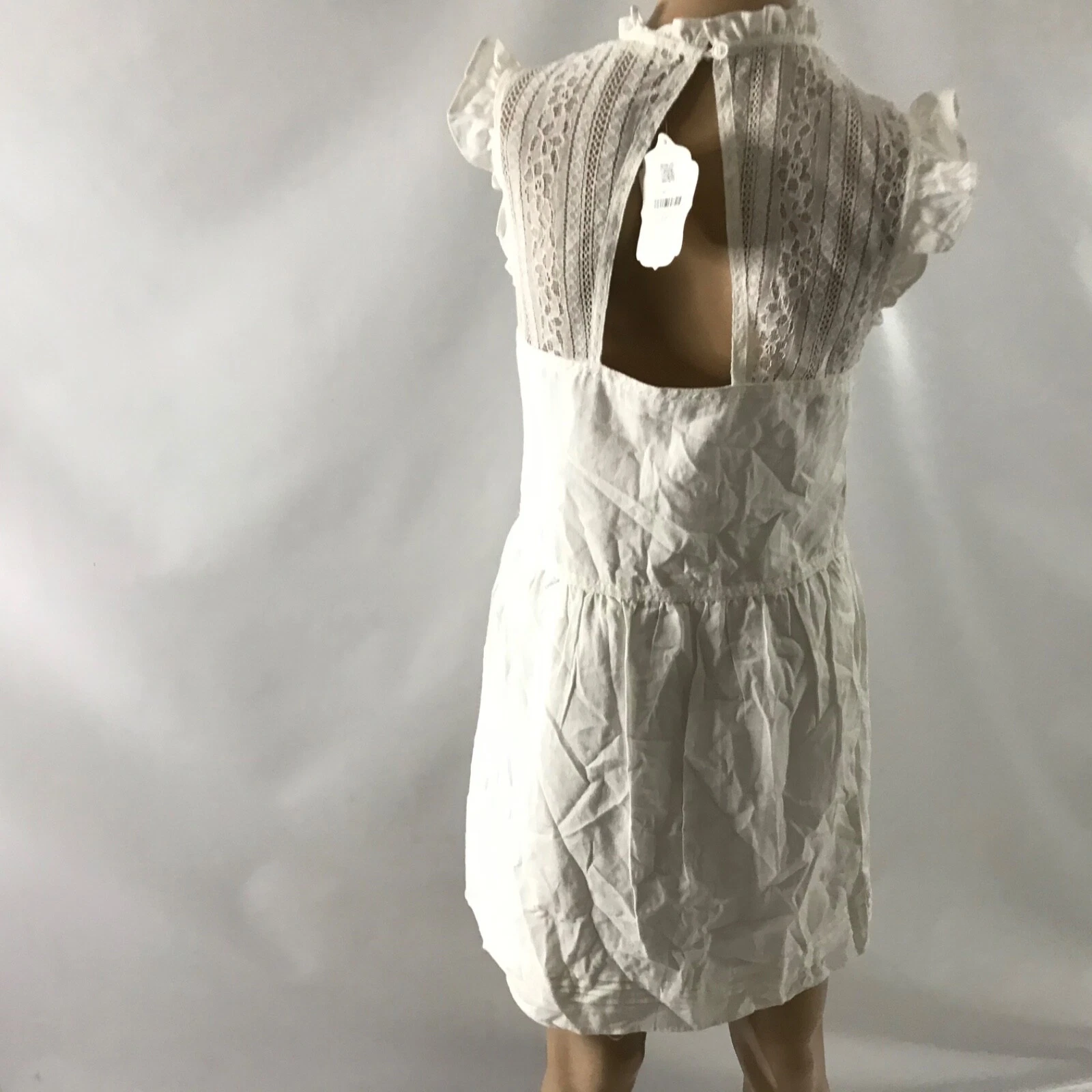 OFF WHITE Abito donna Altar'd State top pizzo taglia S bianco sporco manica ad aletta aperto dietro nuovo