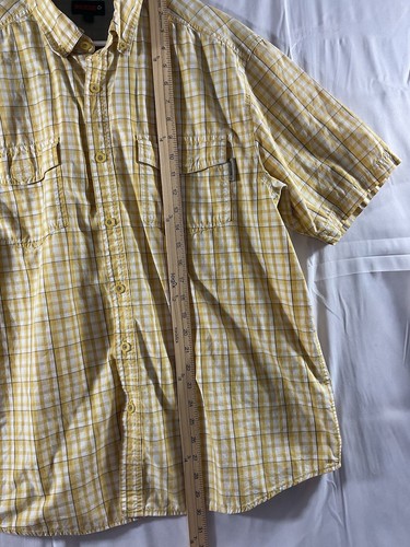 Wolverine Shirt Mens XL Yellow Gingham Plaid Short Sleeve Button Vented Adult XL - Picture 6 of 10