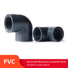 Dark Grey PVC 90°Elbow Female x Female BSP Thread Industrial Pressure Grade Pipe