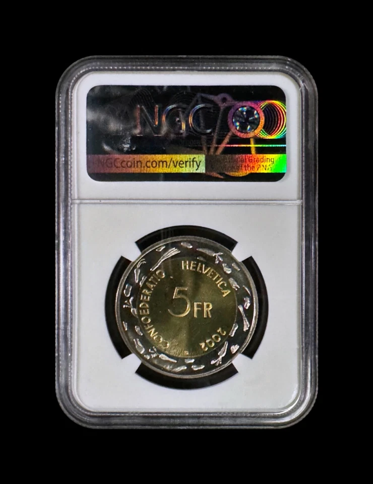 SWITZERLAND. 2002, 5 Francs - NGC MS67 - Geneva, L'Escalade, Ladders, Vegetables - Image 4 of 4