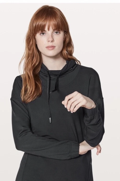 LULULEMON Twisted & Tucked Black Pullover Hoodie Sweatshirt Open