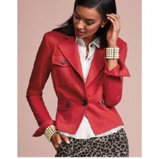 CABI Little Red Blazer Jacket Womens 6 The LRJ 3374 Ponte Knit Office Business