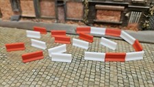 Juego de barrera de hormigón H0 1:87 20/50/100 barrera de hormigón roja/blanca